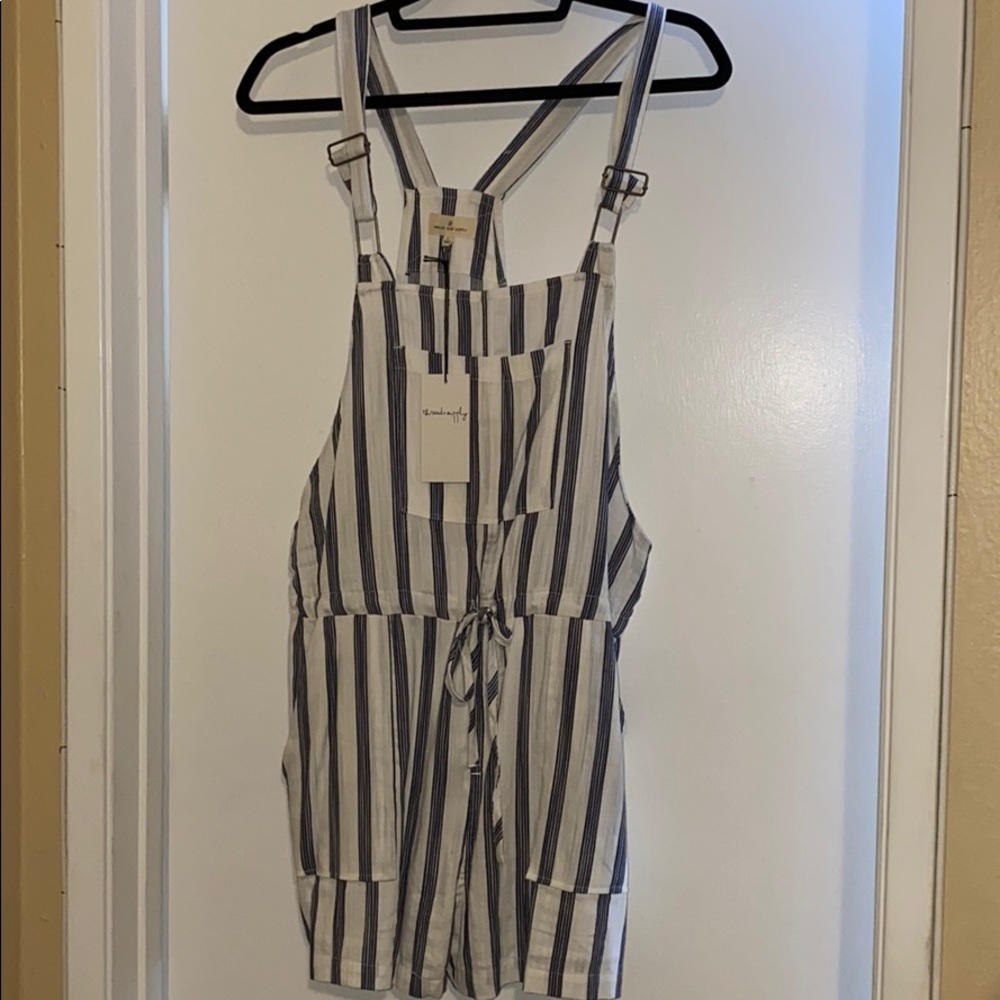 ⭐️NWT⭐️ Thread & Supply Cotton Striped Overall - L